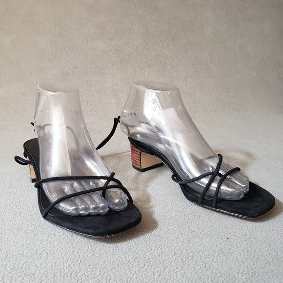 RAYE Talia Leather Heels in Black Size 6.5 RAYE Talia Heel in Black Ankle Wrap - Picture 1 of 14